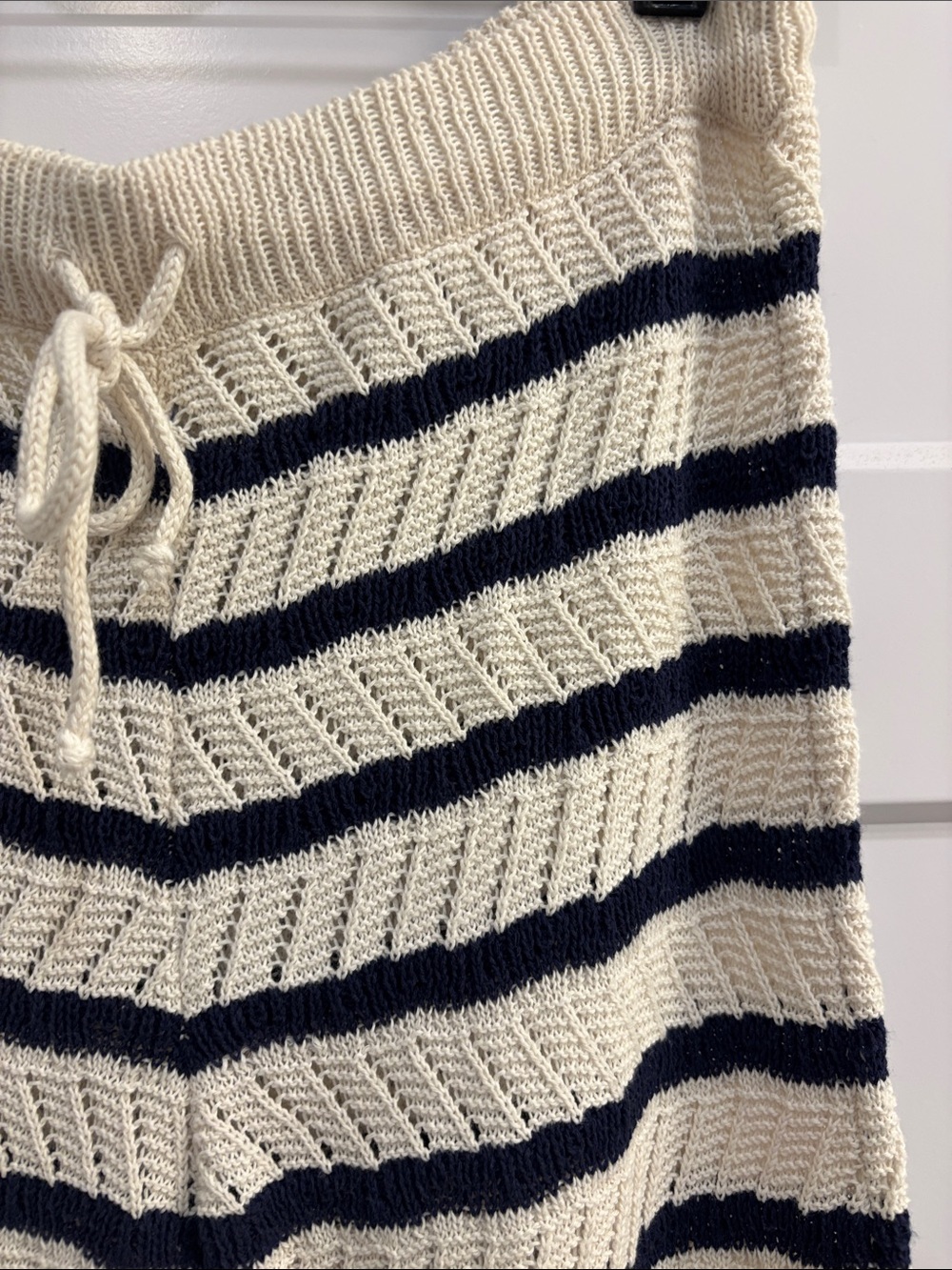 aerie Cream and Navy Striped Knit Wide-Leg Pants size medium - Picture 6 of 6